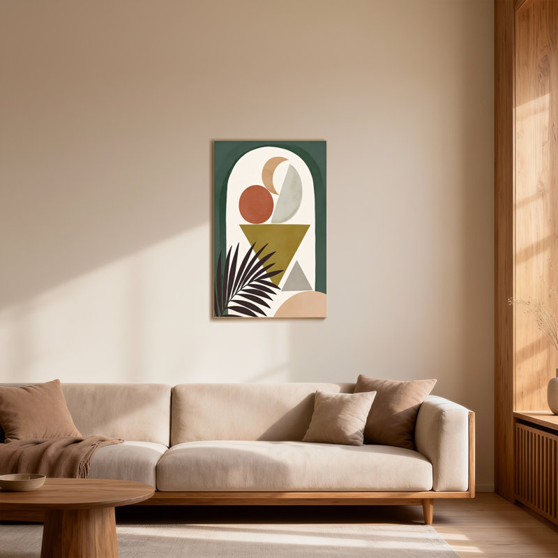 Abstract Abstract Geometric Shapes Tropical Leaves Pattern, 30" H x 20" W
