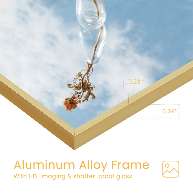 Miroir pleine grandeur en métal, Doré, 64 po x 21 po