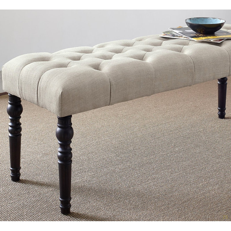 Fabric Tufted Turned Leg Dining Bench Suitable For Bedroom,Fitting Room, Storage Room, Dining Room, And Living Room,Etc., Tan