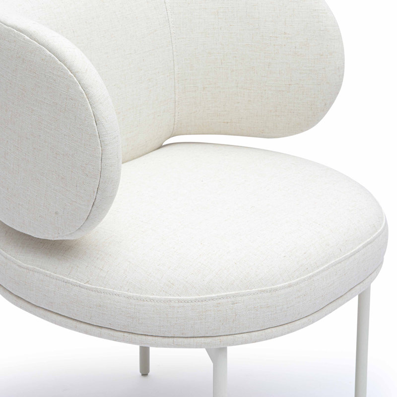 Speckled Grey Performance Boucle Dining Chair, White, White
