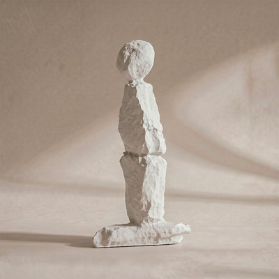 12.6" Abstract Human Figure Sculpture, Modern Resin Statue for Home Decor, Stone-Textured Minimalist Figurine