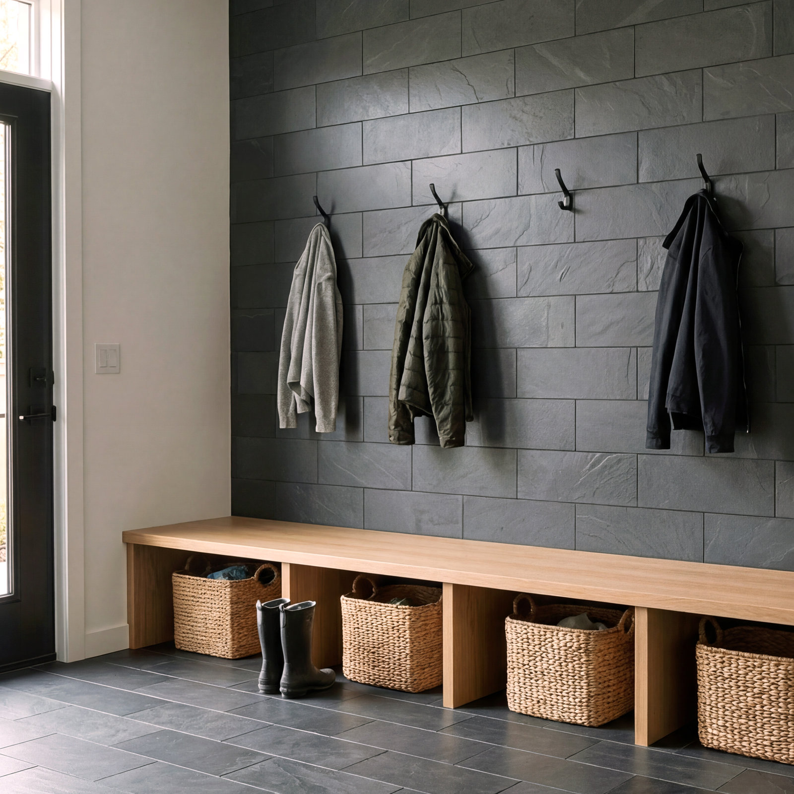 Camden 4 in. x 12 in. Gauged Slate Subway Floor and Wall Tile, Charcoal