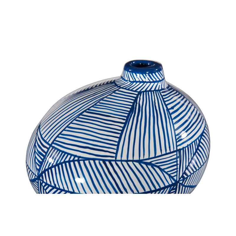 Vase indigo en mosaïque, large