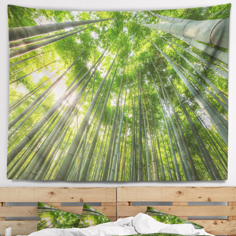 Pics de bambou dans la tapisserie de la forêt de Kyoto, H 78 po x l 92 po