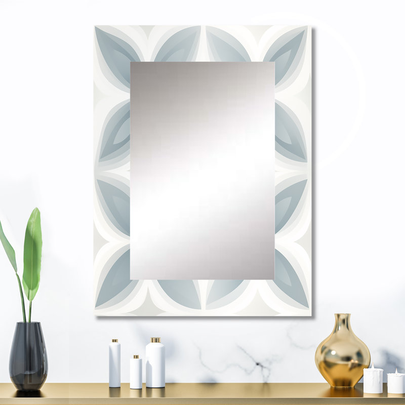 Doux monochrome - grand miroir damassé, décor de miroir mural unique en damas, impression sur métal, 32 po x 24 po