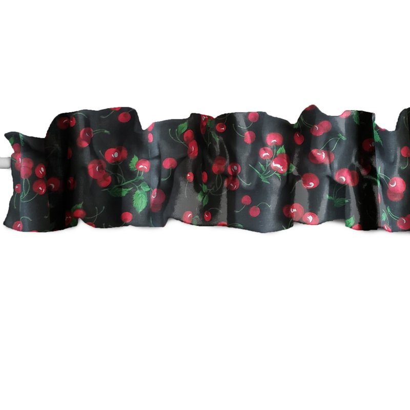 Cantonnière sur mesure en mélange de coton floral, Noir, L 58 po x L 5 po