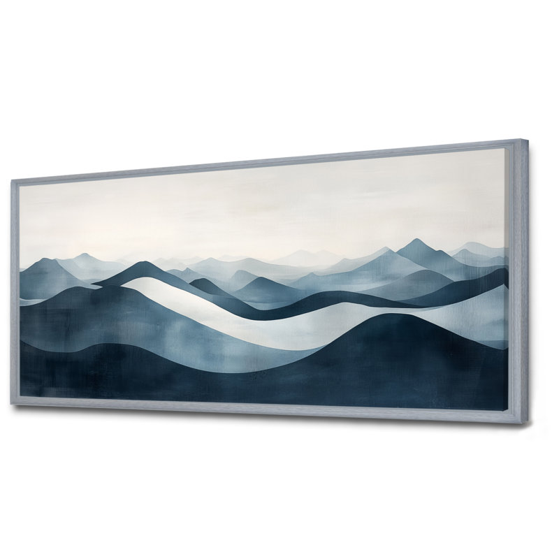 «White Blue Misty Blue Mountain Waves», art mural blanc nordique, impression sur toile Moody, H 12 po x l 20 po