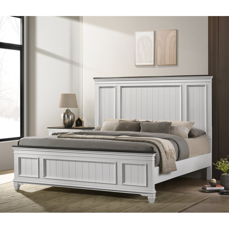 Semaj Solid Wood Standard Bed, King, Weathered White