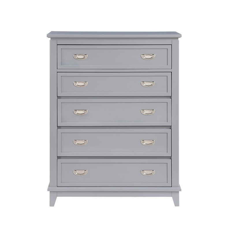 Commode verticale en bois à 5 tiroirs avec commode verticale (avec commode non miroir), Gris