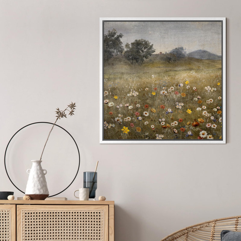 "Fleurs florales de style havre de paix rétro avec forêt sauvage, illustrations de campagne française rustique", Blanc
