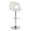 Tabouret de bar réglable en métal chromé et tissu blanc neige avec repose-pieds arrondi en T - ensemble de 2-1977754441-1977754442