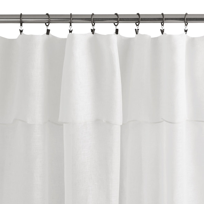 Heaton Linen Sheer Single Curtain Panel, 140 W x 350 D cm, White/White