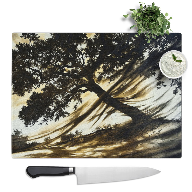 Ink Wash Tree Painting Vol.4  Glass Chopping Board