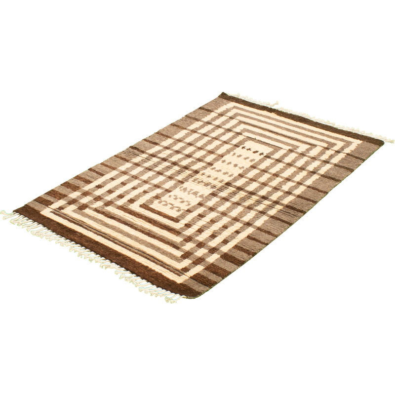 Tapis décoratif en laine noué à la main de conception unique 3 pi 11 po x 6 pi 4 po AudreyAnn noué à la main