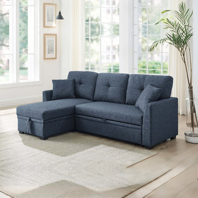 Canapé-lit modulaire moderne en L escamotable avec méridienne de rangement