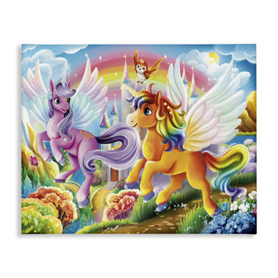  Art mural sur toile «Fluttering Unicorns & Rainbow» par Image World