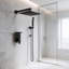 Ensemble de douche complet noir mat, pomme de douche à pluie haute pression carrée murale avec tablette de rangement