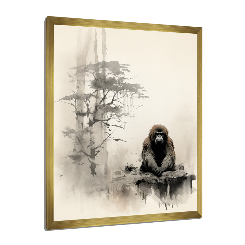 «Kiriak Asian Art Orangutan Sumi II», reproduction sur toile, H 32 po x l 24 po x P 1 po, Encadrement doré