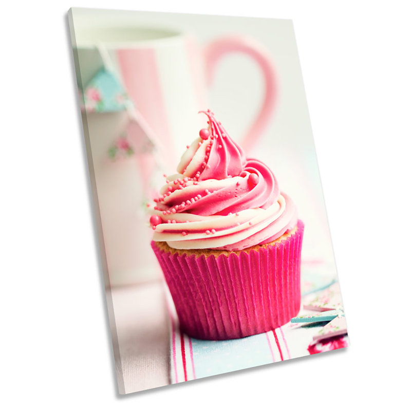 X0086 Champagne Raspberry Cupcake Kitchen - Wrapped Canvas Print, 36cm H x 24cm W x 4cm D