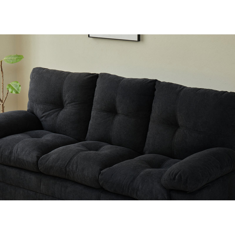 3 - Piece Cotton Living Room Set, Black