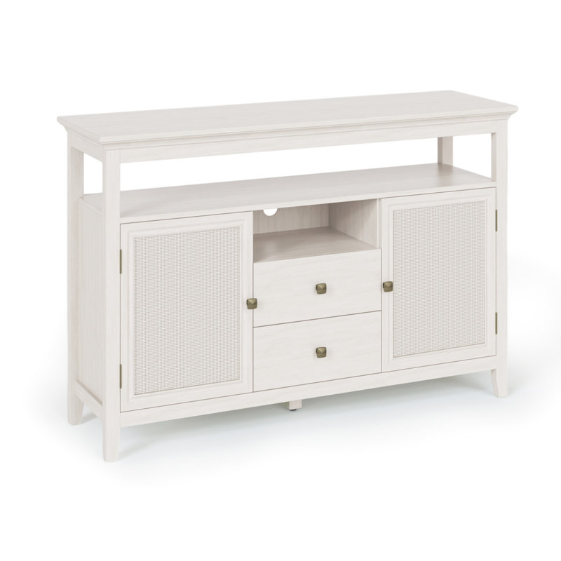 Buffet de rangement 52,8 po pour la cuisine - bois blanc et armoire buffet, décor avec tablettes réglables en bois, 53 po x 36 po 16 po, 90 lb, +