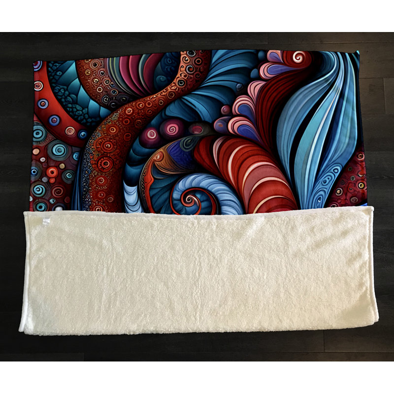 Throw Blanket, 51" W x 60" L, Abstract, Blue/Red