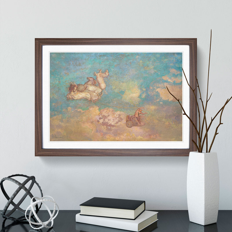 The Chariot of Apollo by Odilon Redon - Picture Frame Painting, 36cm H x 48cm W x 2cm D, Walnut Framed