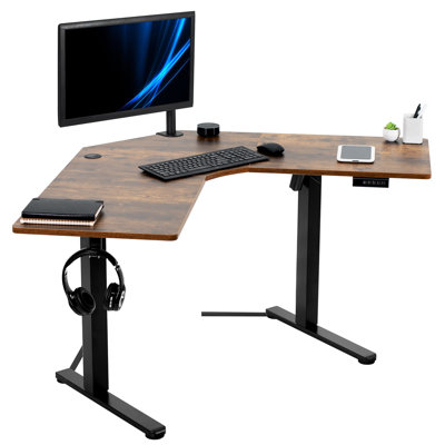 Bureau debout d'angle électrique VIVO, poste de travail en L (série E1L94B)
