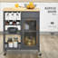 Îlot de cuisine moderne avec rangement, chariot de cuisine avec support à vin pour 4 bouteilles, chariot-bar avec porte-verres à pied