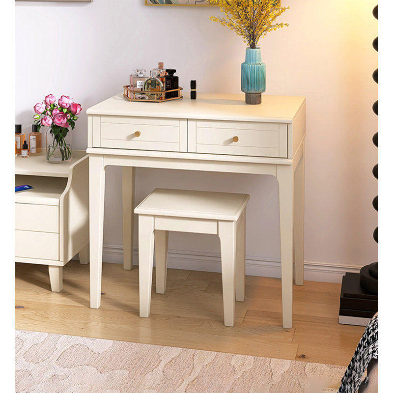 Coiffeuse légère en bois massif blanc pour chambre à coucher