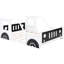 Lit blanc classique en forme de voiture avec roulettes, structure double en bois de pin et conçu pour la chambre à coucher-1532173079-1532173078