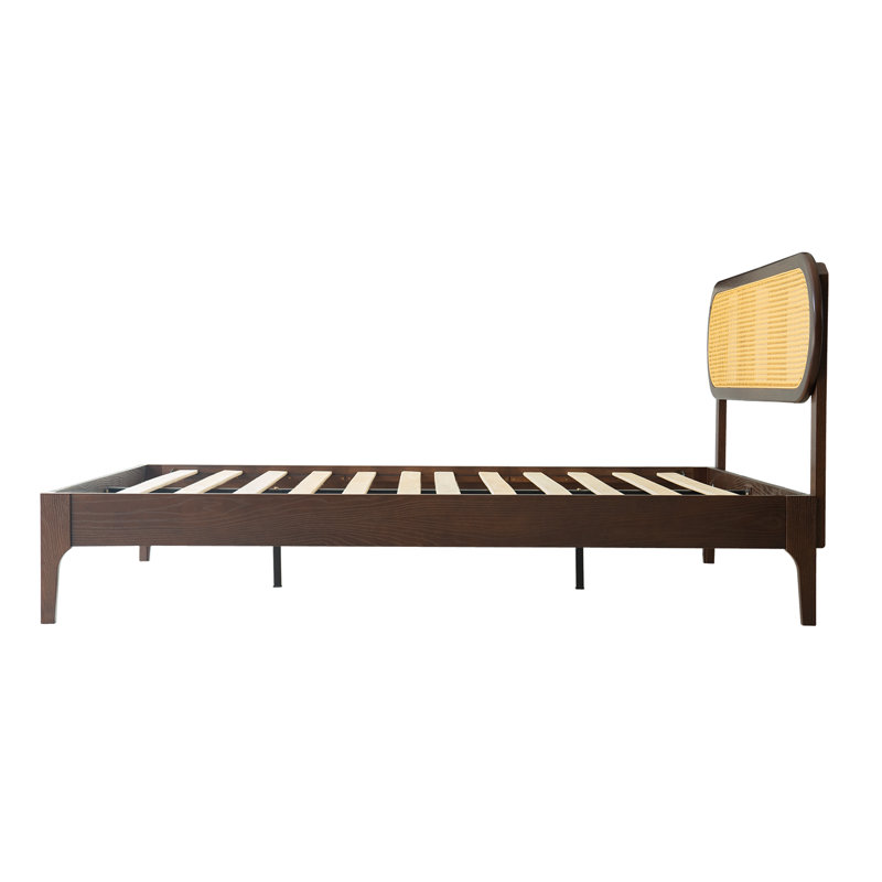 Structure de lit plateforme Caneva, Chêne espresso, Grand lit