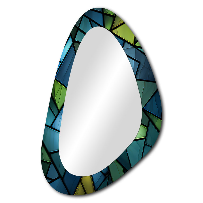 Miroir mural de forme unique, bleu et vert, Ark fenêtre