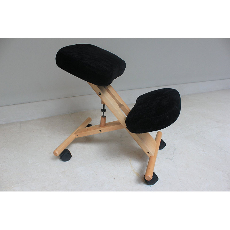 Chaise à appui-genoux Jasinski, Noir, Naturel