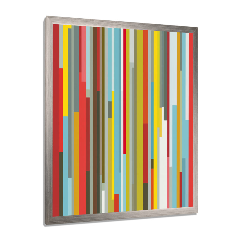 «Red Yellow Colorful Abstract Shadow Lines», art mural encadré géométrique, impression sur toile rouge moderne, Argent argent