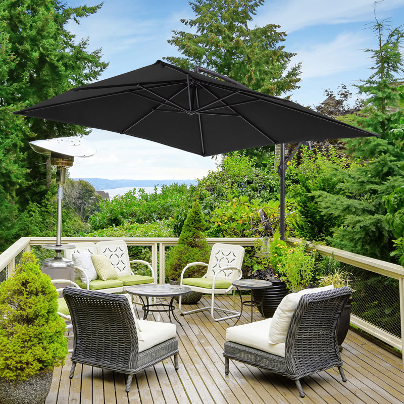 Parasol carré en porte-à-faux 98,8 po Shalinda, Noir