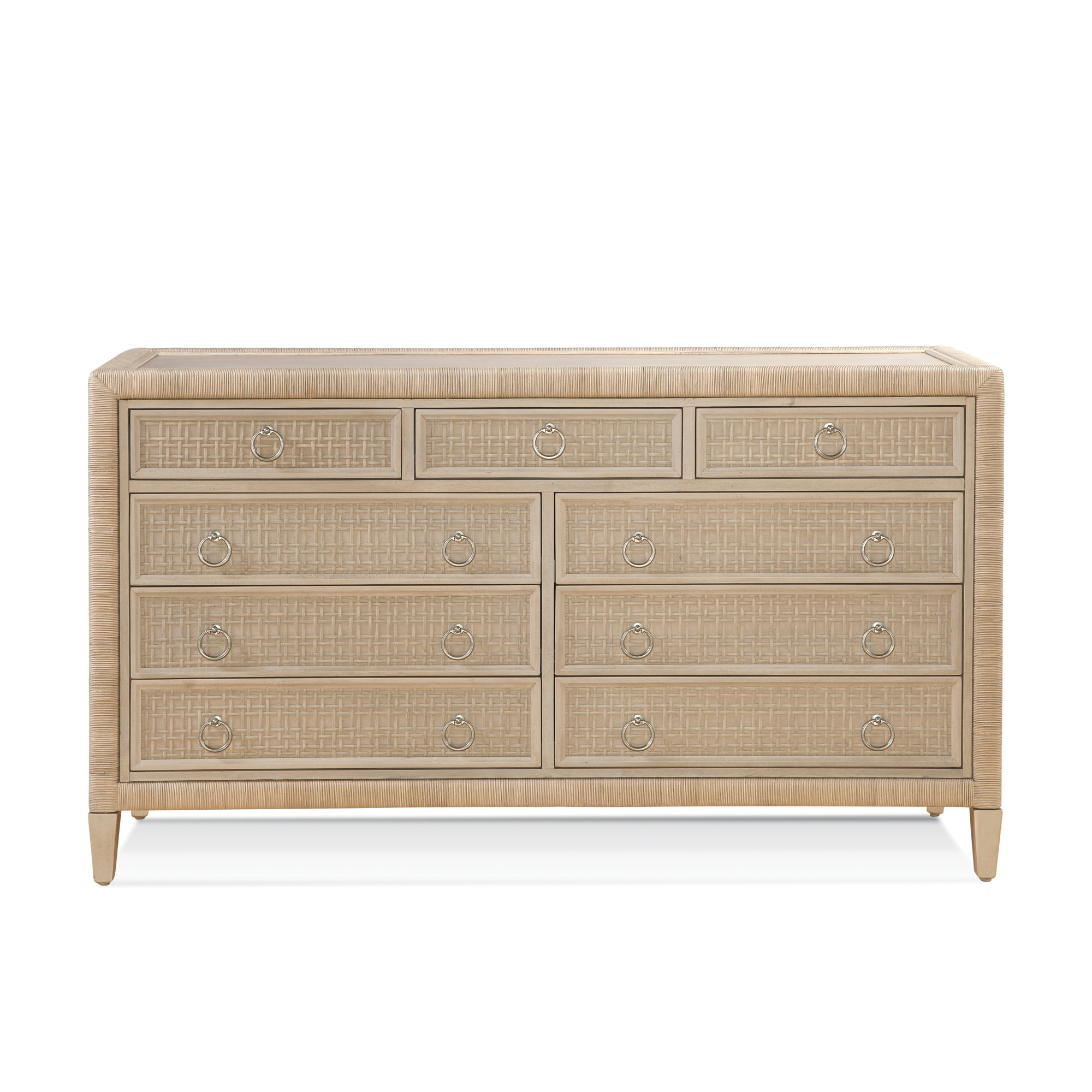 Monterey 9 Drawer 64'' W Dresser, Pumice, No, Satin Nickel