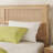 Queen Size Rubber Wooden, Solid Wooden Bed With Rattan Headboard, Enhanced By Support Feet,Oak White