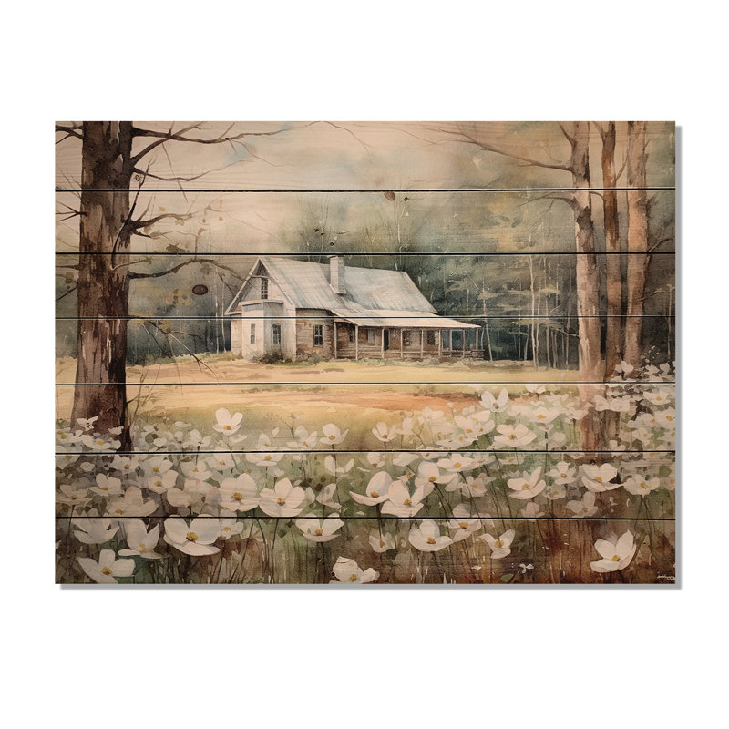 Biroutou Birouta à la ferme II sur bois imprimé, H 10 po x l 20 po x P 0,78 po