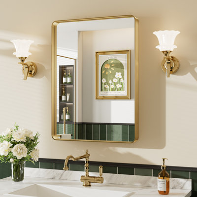 Llesenia Mirror with HD Tempered Glass and Aluminum Alloy Frame, French Cleat Wall-Mounted Bathroom Vanity Mirror