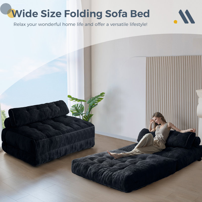 Boneless 8" Futon mattress, Folding Sofa Bed, Black, Double