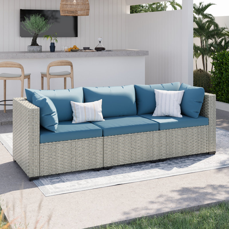 Ensemble de 2 chaises d'angle pour l'extérieur en osier, Bleu très foncé