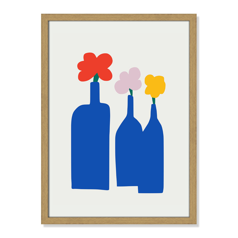 «Bold Blooms Trio Print» par Dean, Grain de bois naturel, L 17 po x H 23 po, Impression encadrée
