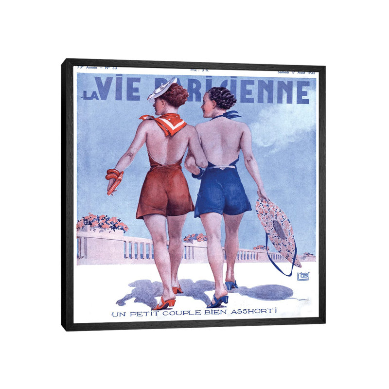 1935 La Vie Parisienne Magazine cover 1 Piece Wall Art on Canvas, 45.72 cm H x 45.72 cm W, Black Framed