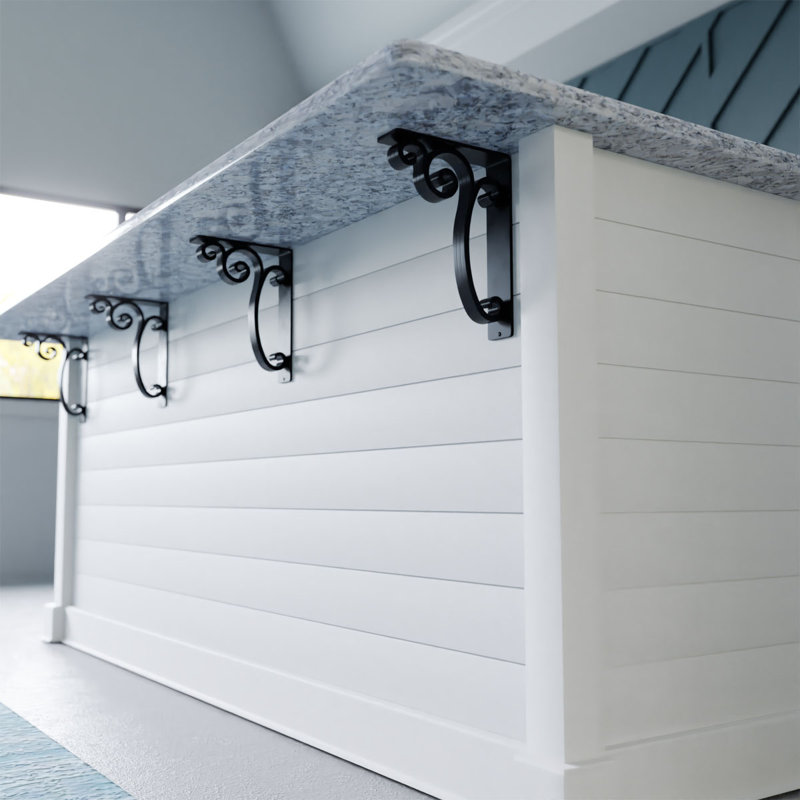 Support en fer forgé Avery, H 12 po x l 1,5 po x P 10 po, Étain antique