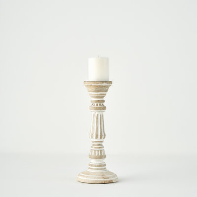 Esta Mango Wood Pillar Candle Holder