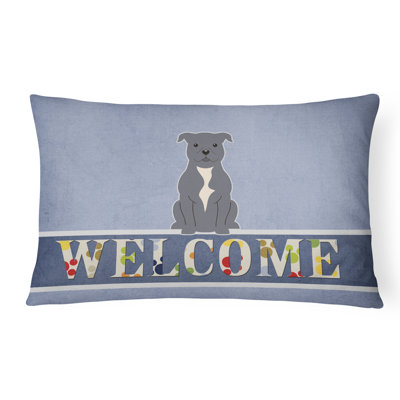Coussin Staffordshire Bull Terrier Welcome