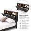 Lit plateforme tapissier avec tête de lit et port de charge USB, base de lit en lin avec tablette, aucun sommier requis, grand-1962304444