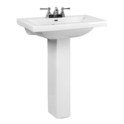 Lavabo de salle de bain piédestal rectangulaire en porcelaine vitreuse avec trop-plein Mistral