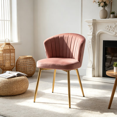 Fauteuil d'appoint sans accoudoirs en velours noir avec capitonnage et pieds en métal doré, fauteuil de chambre ultra-compact de 19,7 po pour petits espaces - chaise de salle à manger, siège de meuble-lavabo, chaise d'appoint pour chambre à coucher